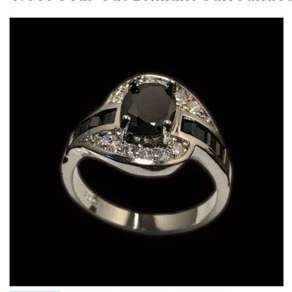 - Jewelry - Sparkly Black Onyx & White Sapphire Luxury Ring